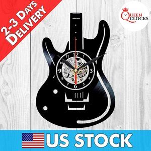 Guitar Clock Vinyl Music Wall Decor Rock Gifts